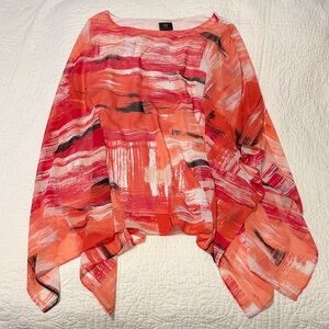 JM Collection Vibrant Red and Orange Top